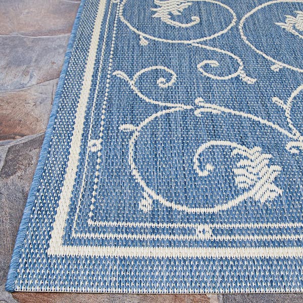 Couristan Recife Veranda Champagne-Blue 7 ft. x 6 in. x 7 ft. 6 in. Square  Indoor/Outdoor Area Rug 15831212076076Q - The Home Depot