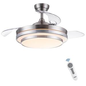 42 in. Brushed Nickel Ceiling Fan with Retractable Blades, Reversible DC Motor