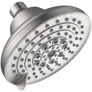 6-Spray Patterns 5 in. Wall Mount Rain Fixed Shower Head in Brushed Nickel