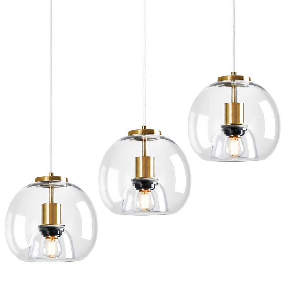 Home Lighting ‎60-Watts 1 Light 7. 87in Clear Glass Globe Pendant Light for Kitchen Island, No Bulbs Included, 3Pack price history on PriceWatchPro