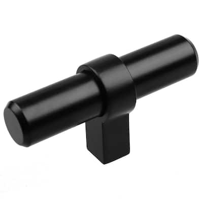 2-1/4 in. Matte Black Euro Style Solid T-Bar Cabinet Drawer Knobs (10-Pack)