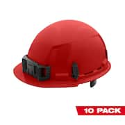 BOLT Red Type 1 Class E Front Brim Non-Vented Hard Hat with 6-Point Ratcheting Suspension (10-Pack)