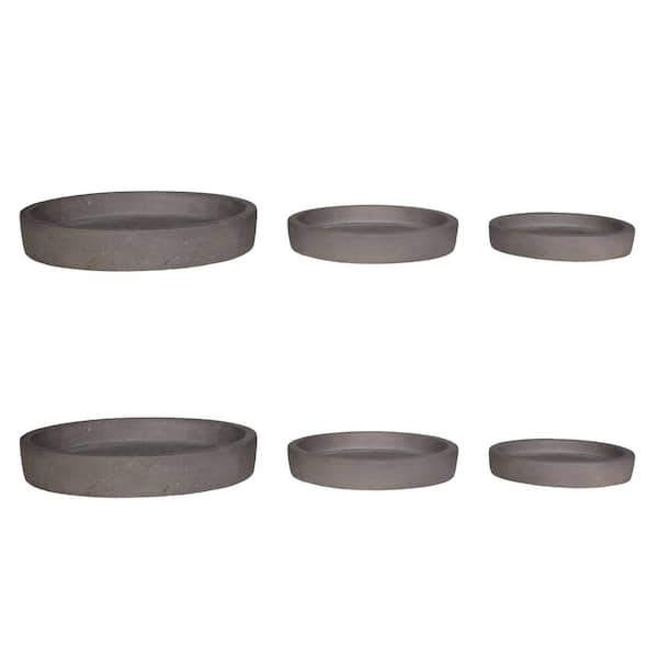 2 Sets of 3 Aged Granite Stone Saucers (SML)