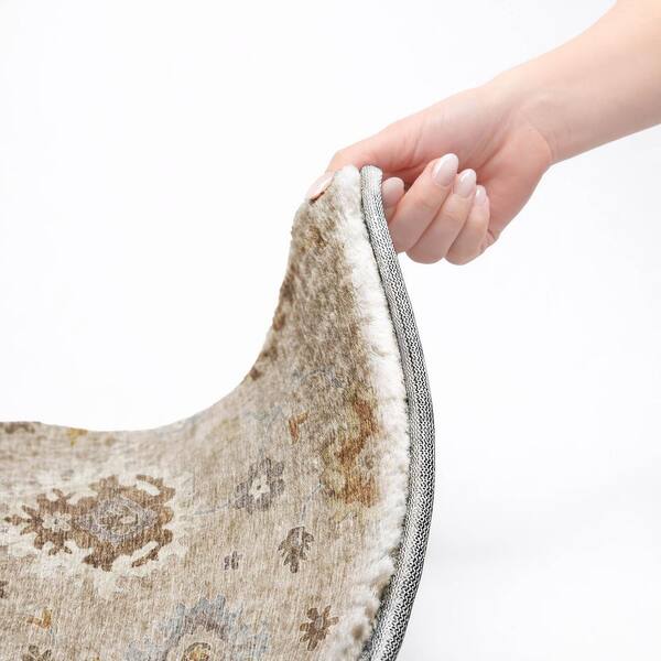 Dream Shag Premium Machine Washable Abstract ADS753 Taupe 5 ft. x 7 ft. 6 in. Area Rug