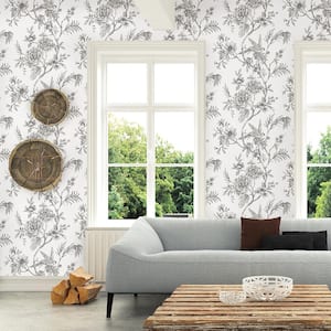 Jessamine Grey Floral Trail Paper Strippable Roll Wallpaper (Covers 56.4 sq. ft.)