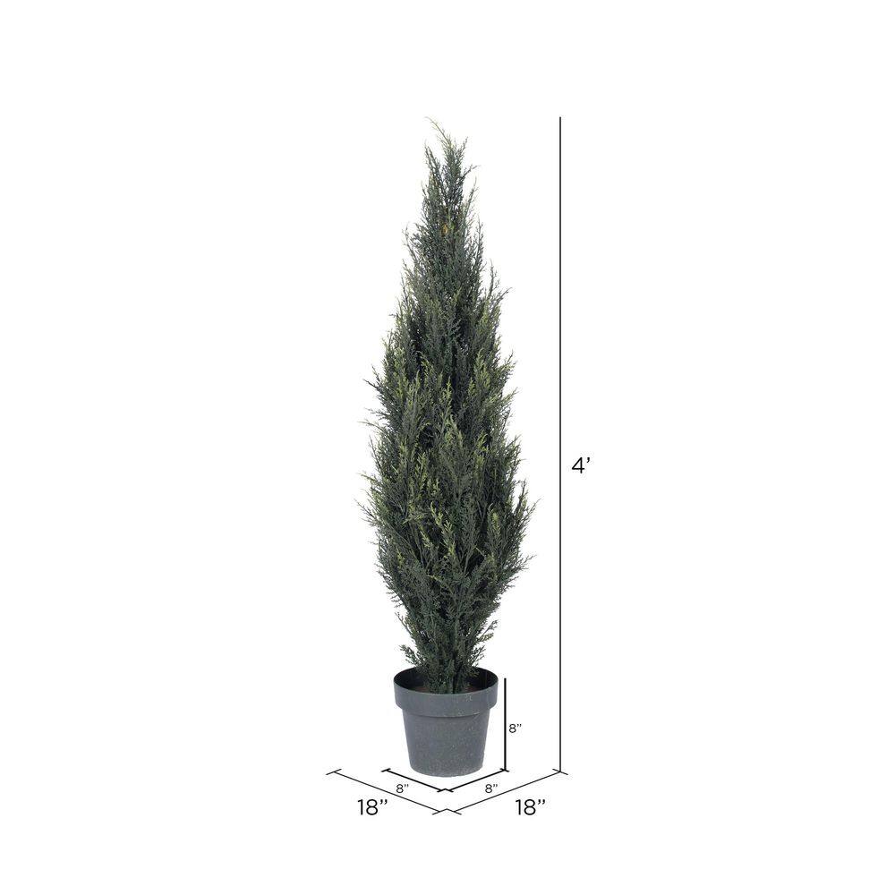 Elegant 4' Silk Cypress Outdoor Christmas Topiary in Two-Tone Pot