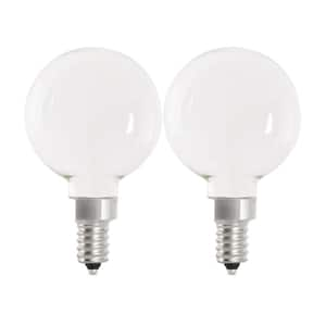 60-Watt Equivalent G16.5 Globe Dimmable Filament White CEC Title 20 E12 LED Vintage Edison LIght Bulb, Daylight (2-Pack)