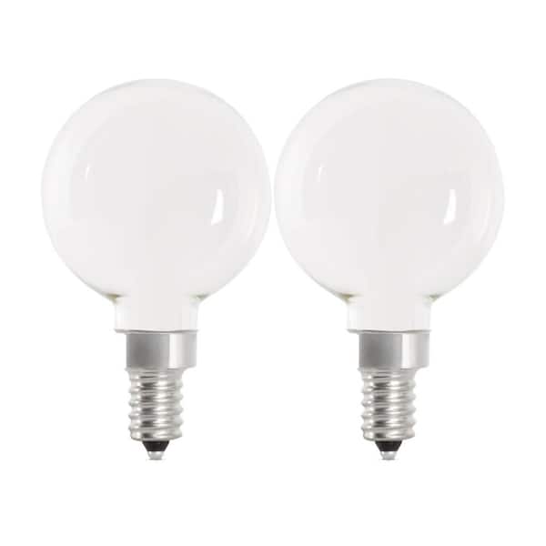 60-Watt Equivalent G16.5 Globe Dimmable Filament White CEC Title 20 E12 LED Vintage Edison LIght Bulb, Daylight (2-Pack)