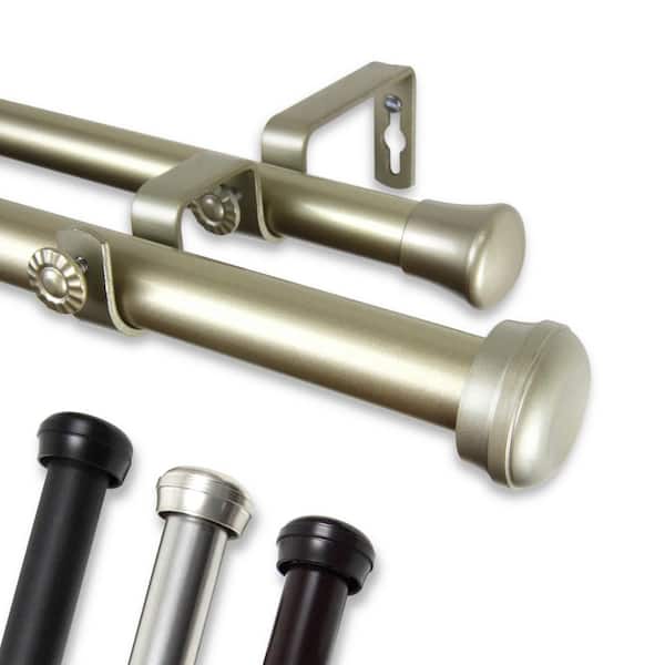 Rod Desyne Rosen 160 in. - 240 in. 1 in. Double Curtain Rod in Satin Nickel