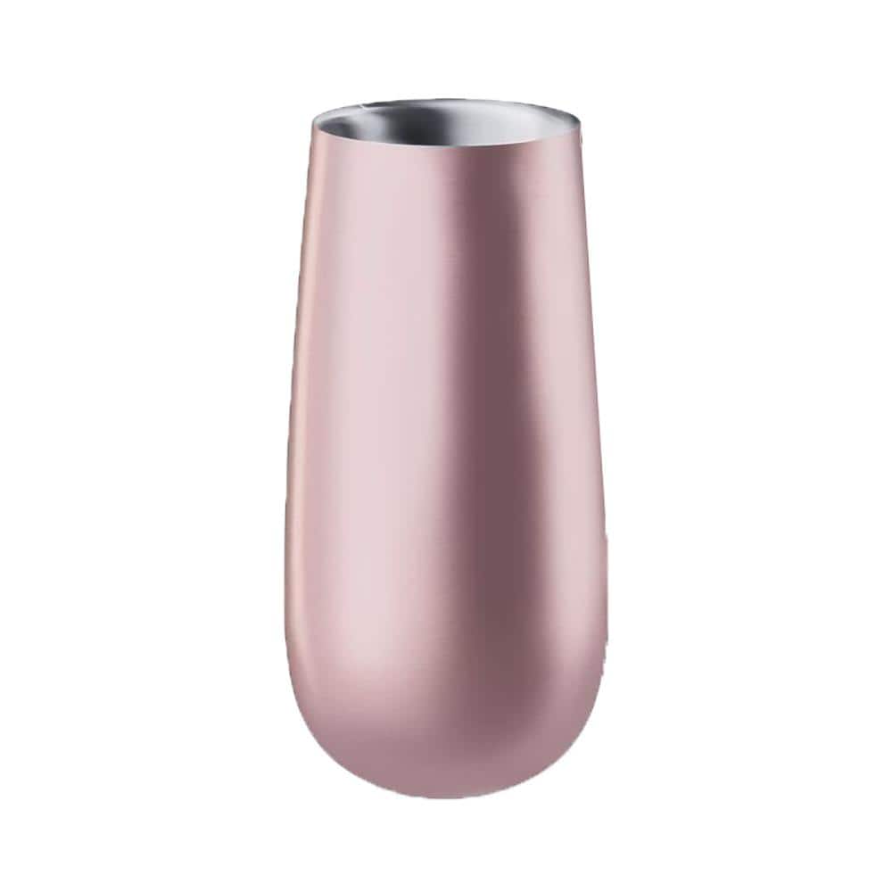 Double Walled 8 oz. Insulated Rose Gold Stainless Steel Flute Champagne Tum