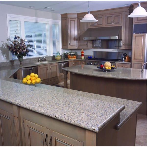 2 in. x 4 in. Quartz Countertop Sample in Blue Sahara