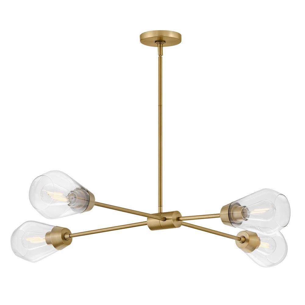 Livie Lacquered Brass 4-Light Sputnik Chandelier with Clear Glass