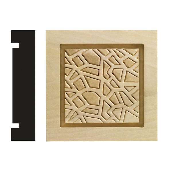 Ornamental Mouldings Cracked Ice Collection 1-3/16 in. x 5-1/2 in. x 5-1/2 in. White Hardwood Casing Door and Window Corner Block Moulding