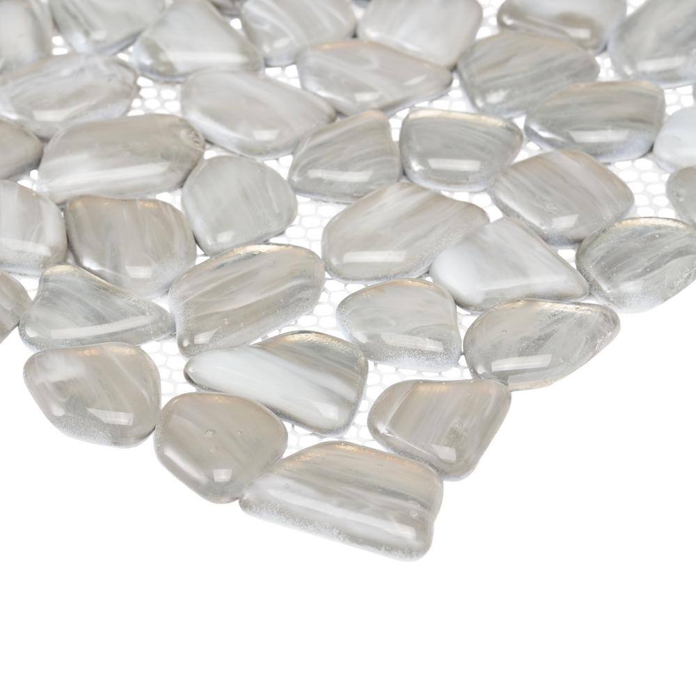 Apollo Pebble Silver Polished Glass Mosaic Tile