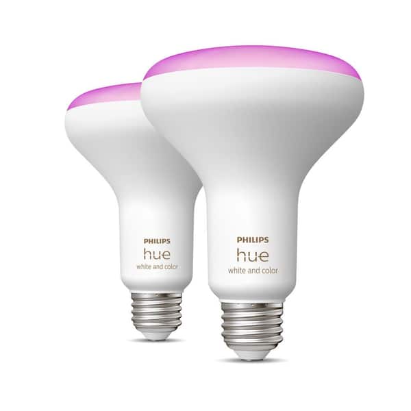 Philips Hue 85-Watt Equivalent BR30 LED Color Changing Light Bulb with Bluetooth (2-Pack) 578096 The Home Depot