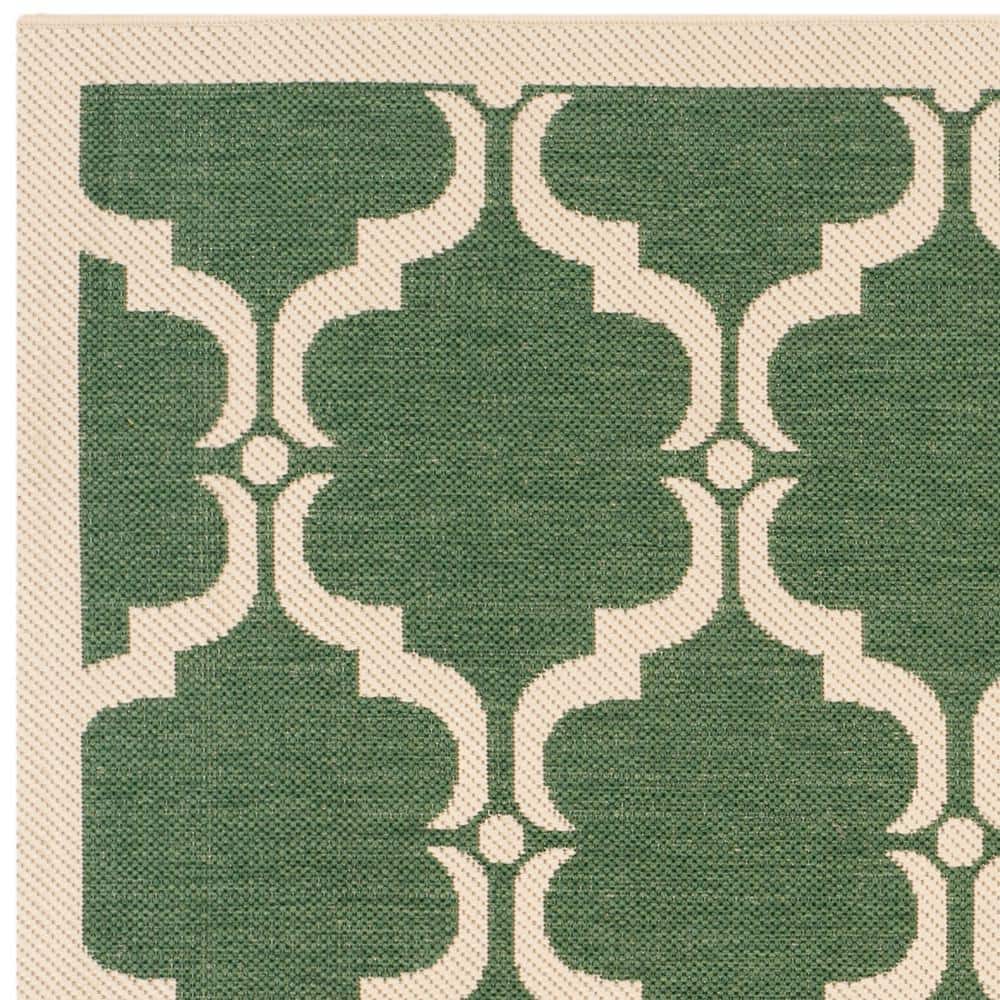 Courtyard Trellis 4' Square Dark Green/Beige Indoor/Outdoor Rug