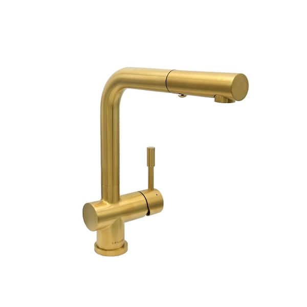 Nassau 1-Handle Pull Out Sprayer Kitchen Faucet (With Spray Feature) in Brushed Gold