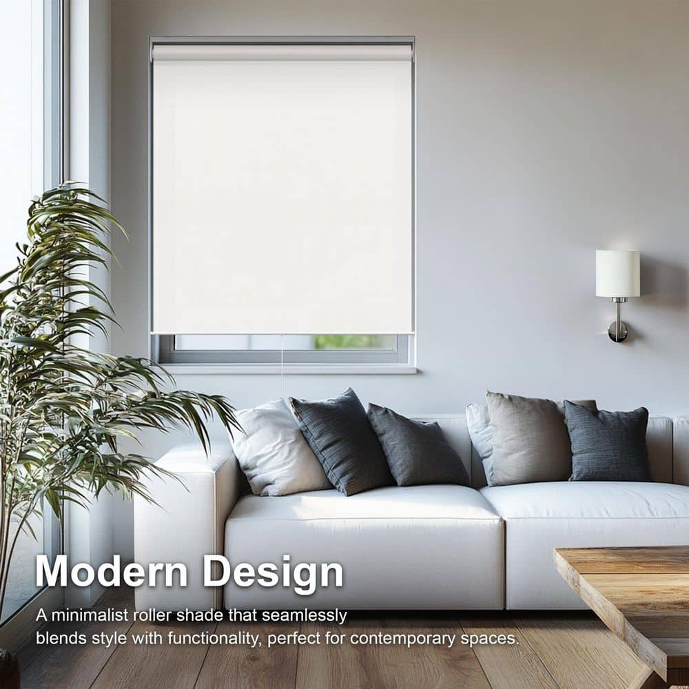 Urban White Cordless Light Filtering Fabric Roller Shade 35" x 72"