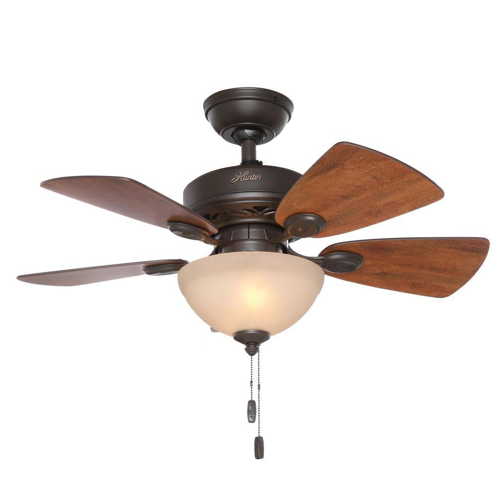 WhisperWind 34" New Bronze Ceiling Fan with Walnut Blades and LED Lights
