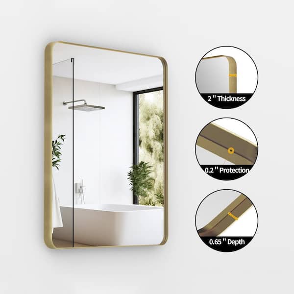 60 in. W x 30 in. H Framed Rectangular Gold Mirror for Living Room