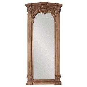Medium Tuscan Brown With Whitewash Accents Wood Antiqued Bohemian Rustic Mirror (39 in. H X 86 in. W)