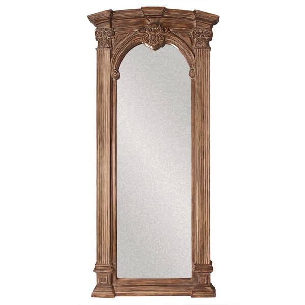 Marley Forrest Medium Tuscan Brown With Whitewash Accents Wood Antiqued Bohemian Rustic Mirror (39 in. H X 86 in. W)
