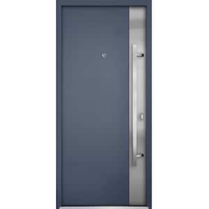 0729 36 in. x 80 in. Left-hand/Inswing Gray Graphite Steel Prehung Front Door with Hardware