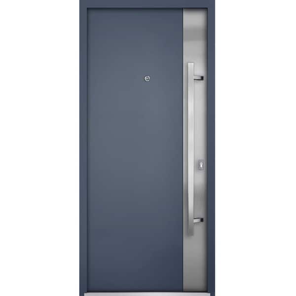 VDOMDOORS 0729 36 in. x 80 in. Left-hand/Inswing Gray Graphite Steel Prehung Front Door with Hardware