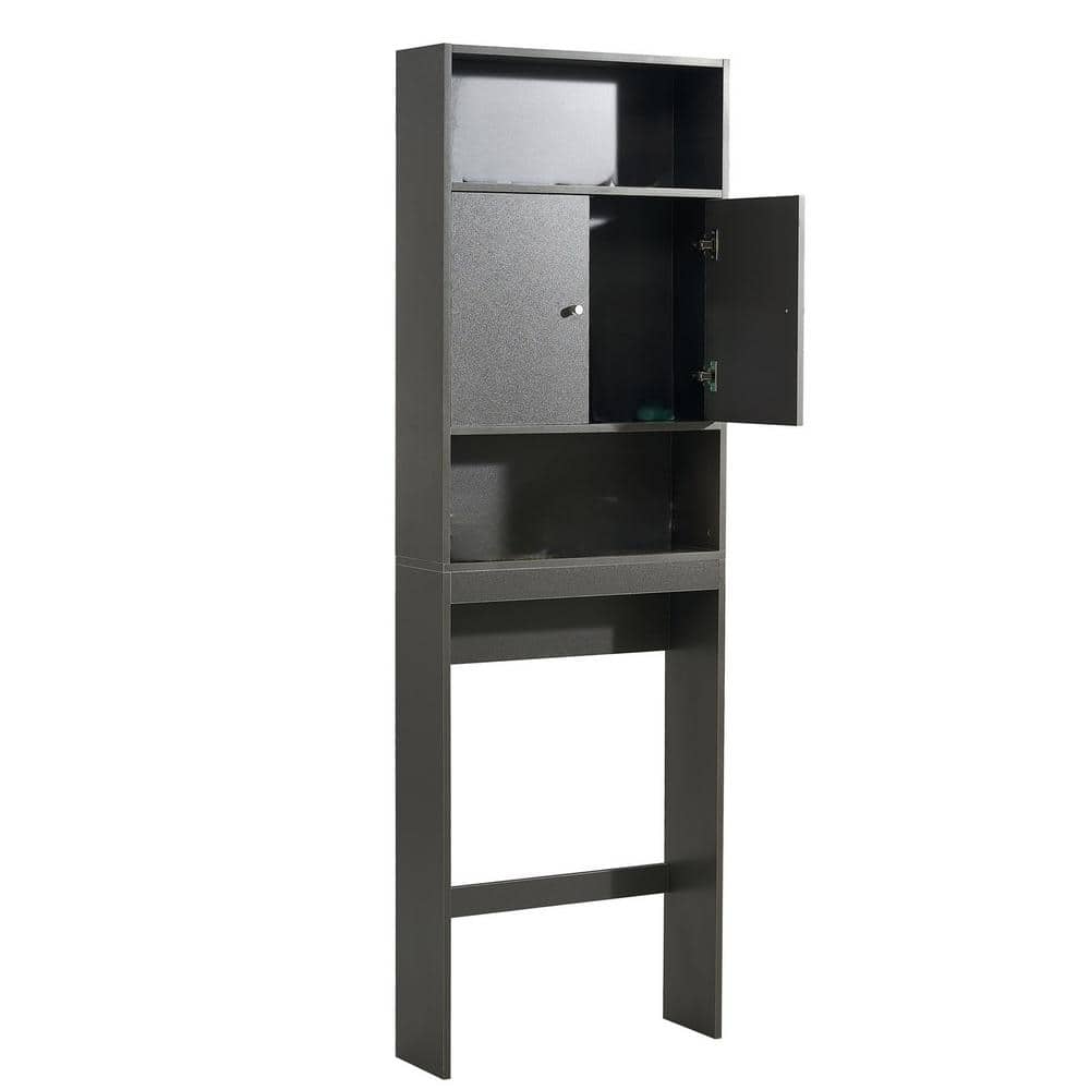 24.80 in. W x 76.37 in. H x 7.87 in. D Wood MDF Rectangular Black Over The 