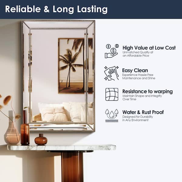 Deco Mirror 30 in. W x 42 in. H Framed Rectangular Beveled Edge