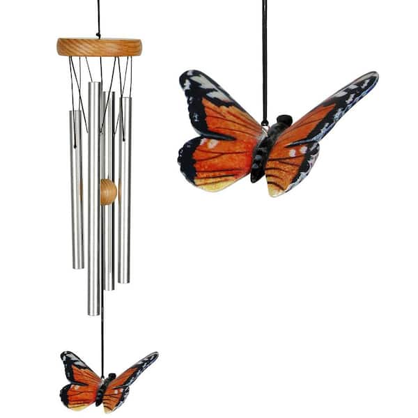 WOODSTOCK CHIMES Signature Collection, Monarch Butterfly Chime, 15 in. Silver Wind Chime HSBU