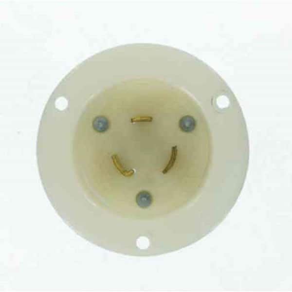 Leviton 20 Amp 125/250-Volt Flanged Inlet Grounding Locking Outlet, White