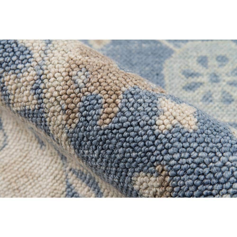 Anatolia Light Blue and Beige Wool Blend Area Rug 3'3" x 5'