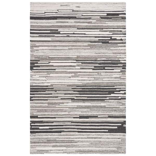 Fifth Avenue 4 ft. x 6 ft. Natural/Gray Striped High-Low Area Rug