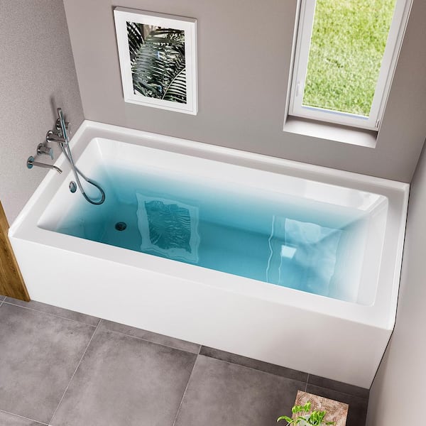 Swiss 54 in. x 29.9 in. Rectangular Non-Whirlpool Bathtub with Left Drain in White