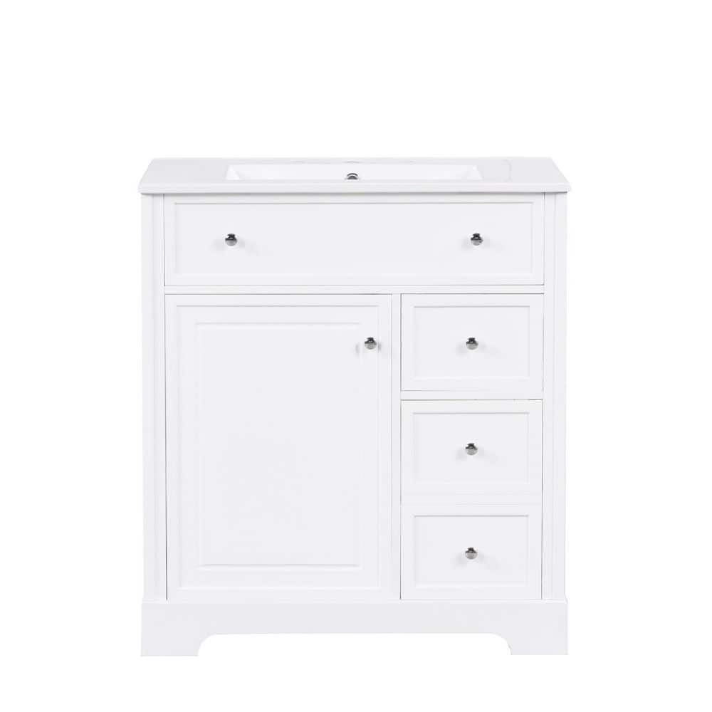 30 in. Single Sink Freestanding White Bath Vanity with White Ceramic Top and 2 Drawers price history on PriceWatchPro
