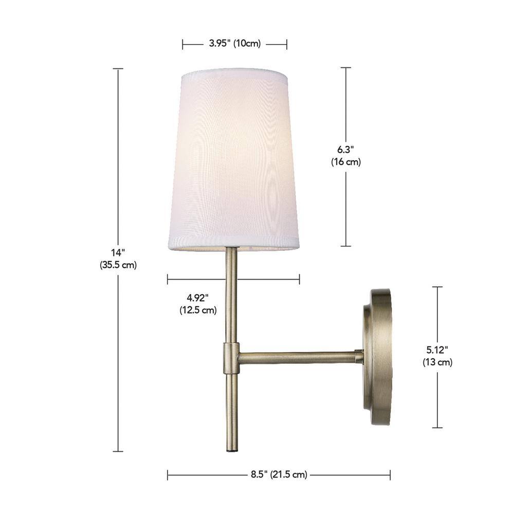 Clarissa Matte Brass Vintage Lantern Wall Sconce with White Shade