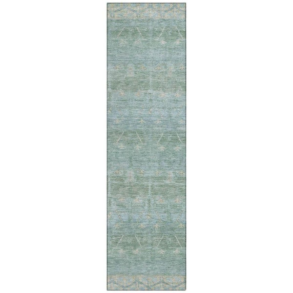 Chantille Machine Washable Indoor/Outdoor Abstract ACN2725 Mint 2 ft. x 7 ft. Runner Rug