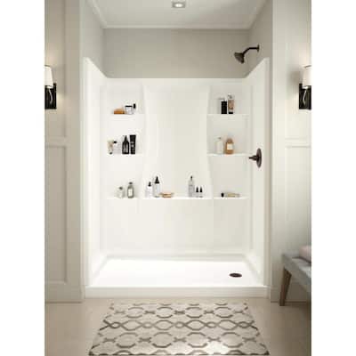 Classic 400 60 in. W x 74 in. H Three Piece Direct-to-Stud Alcove Shower Wall Surround in High Gloss White