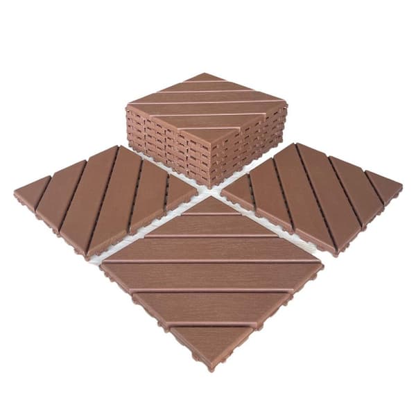 Miscool Anky 11.8 in. Square Waterproof Outdoor Flooring All Weather Plastic Interlocking Deck Tile in Dark Brown