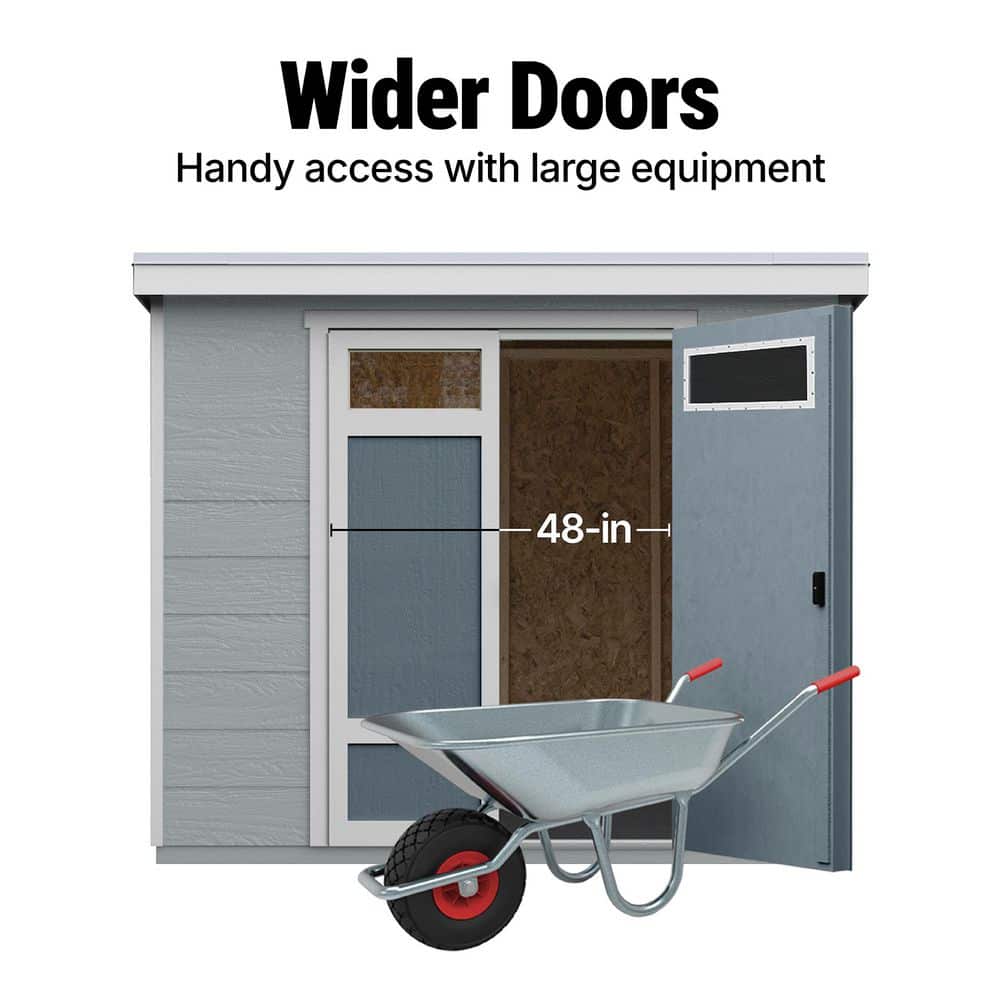 Highland 6' x 8' Beige Wooden Storage Shed with Windows