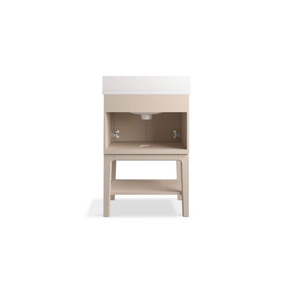 Light Clay Freestanding Bathroom Vanity with Quartz Top