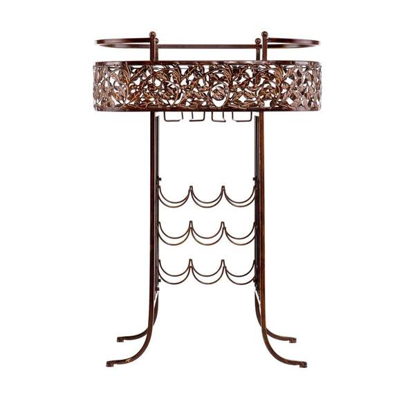 Southern Enterprises Glass Top Wine Storage Table in Antique Oil Rubbed Bronze