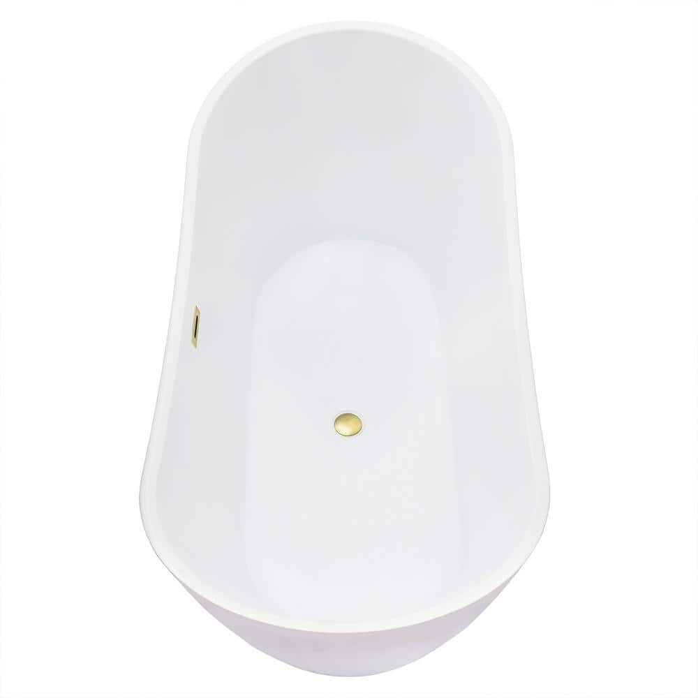 Vansza 67'' Glossy White Acrylic Freestanding Soaking Bathtub