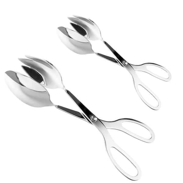2 Pieces. 10 in. and 8 in. Buffet Tongs Stainless Steel Salad Tongs, Serving Tongs for Kitchen, Catering, Party, Frying