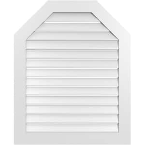 34 in. x 42 in. Octagonal Top Surface Mount PVC Gable Vent: Functional with Standard Frame