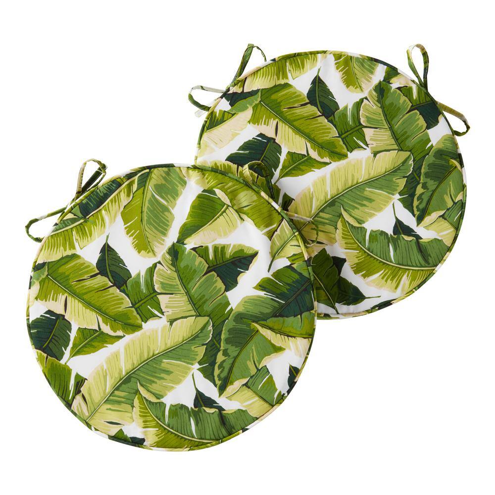 18 in. x 18 in. Palm Leaves White Round Outdoor Seat Cushion (2-Pack) price history on PriceWatchPro