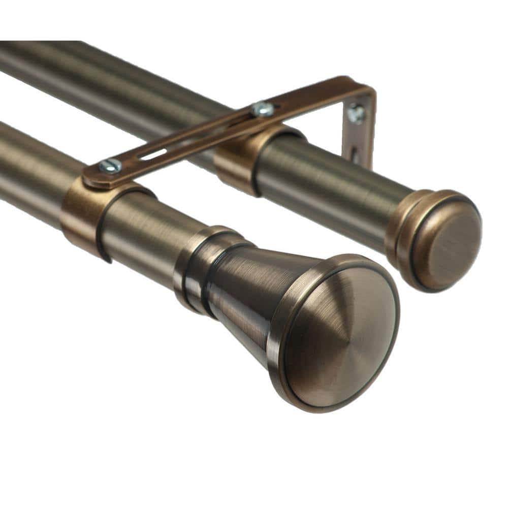 Art Decor 48 in. Non-Adjustable 1-1/8 in. Double Window Curtain Rod Set ...