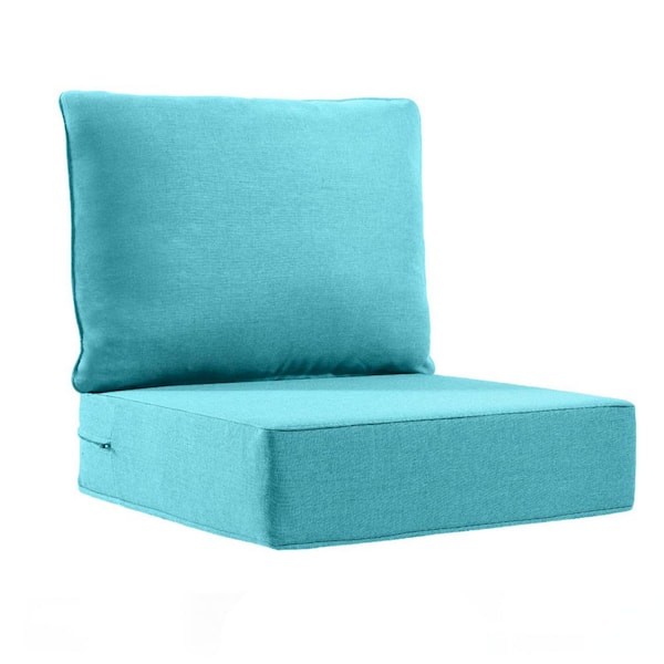 Gymojoy Carolina 24 in. x 24 in. x 6 in. Olefin 2-Piece Deep Seating Outdoor Lounge Chair Sofa Cushion in Turquoise