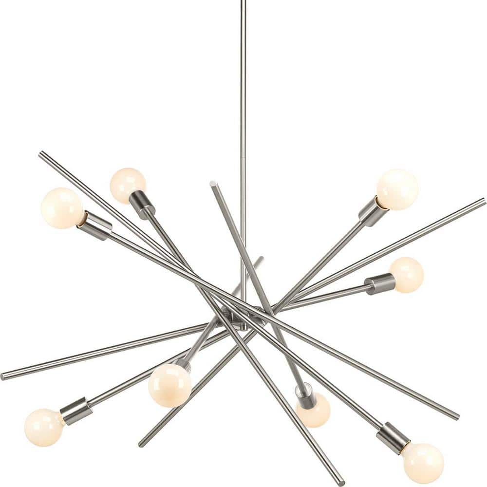Astra 8-Light Mid-Century Modern Sputnik Chandelier in Brushed Nickel